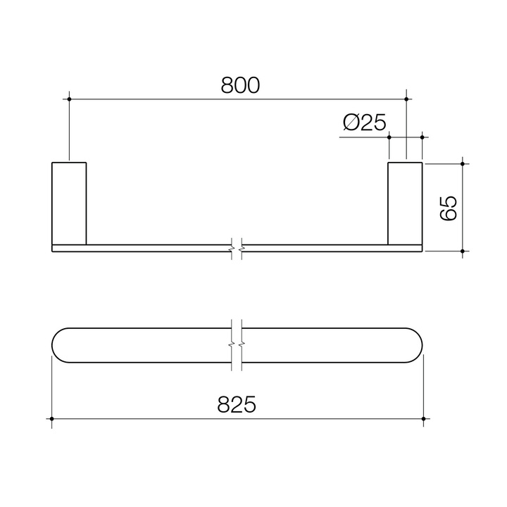 Urbane II Single Towel Rail 600-800mm