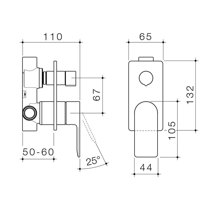 Urbane II Square Diverter Wall Mixer