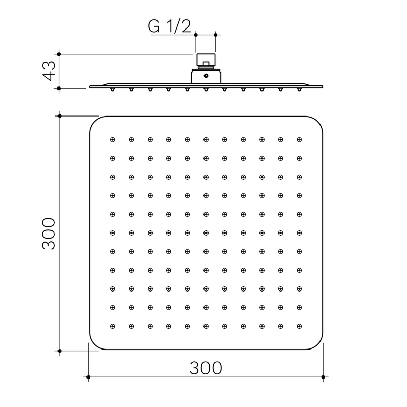 Urbane II Square Shower Head 300mm