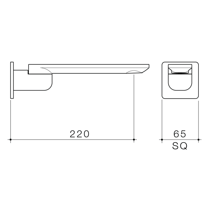 Urbane II Square Swivel Wall Spout 220mm