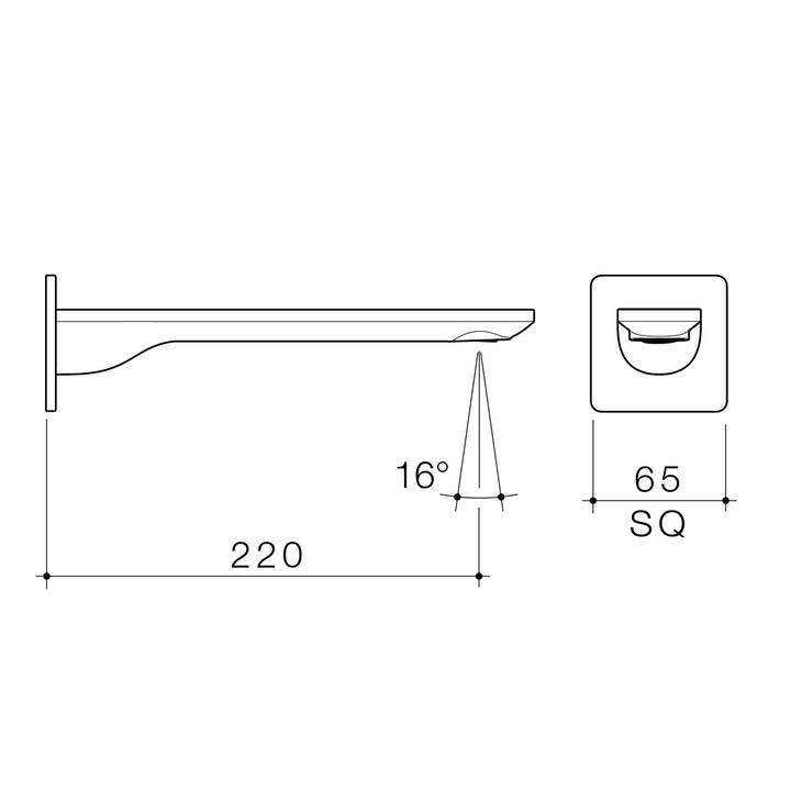 Urbane II Square Wall Spout 180-200mm