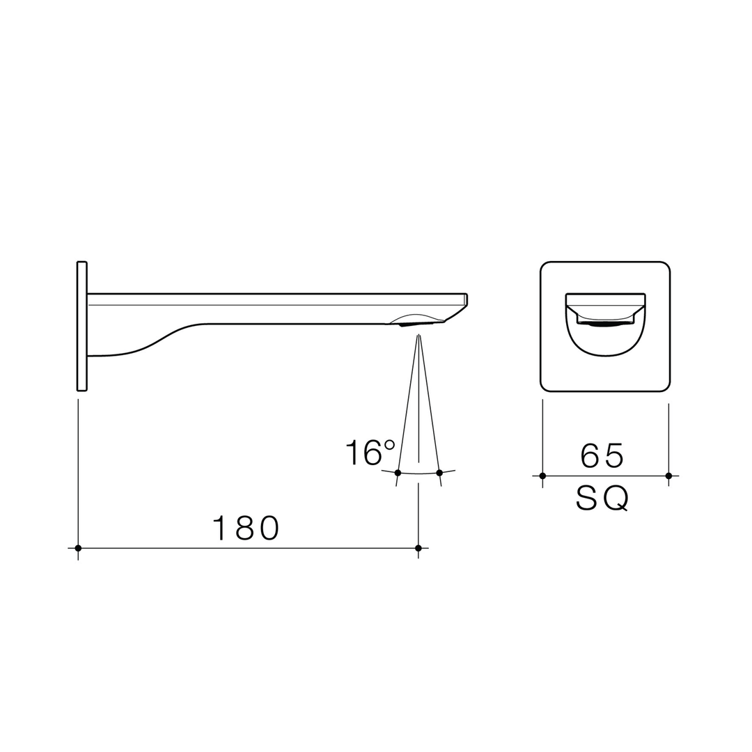 Urbane II Square Wall Spout 180-200mm