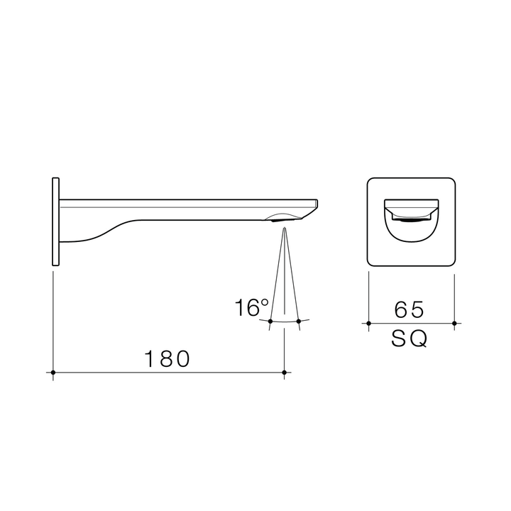 Urbane II Square Wall Spout 180-200mm