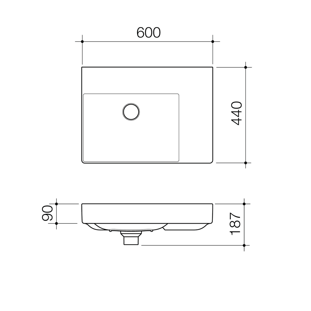 Urbane II Wall Hung Basin 600x440mm