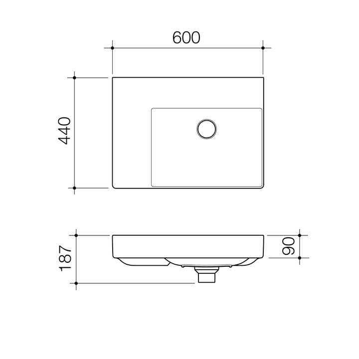 Urbane II Wall Hung Basin 600x440mm