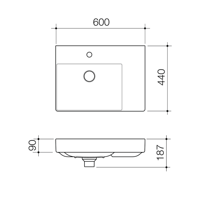 Urbane II Wall Hung Basin 600x440mm