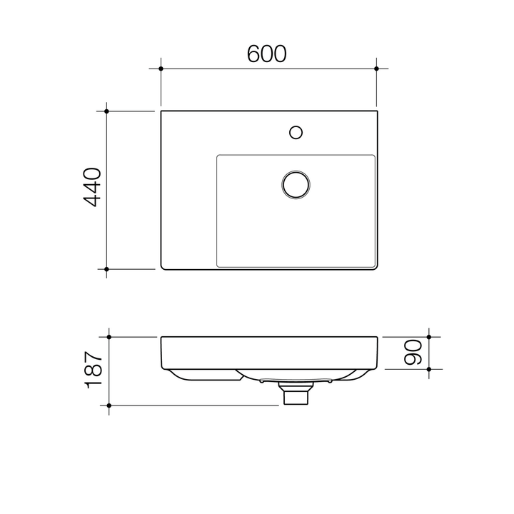 Urbane II Wall Hung Basin 600x440mm