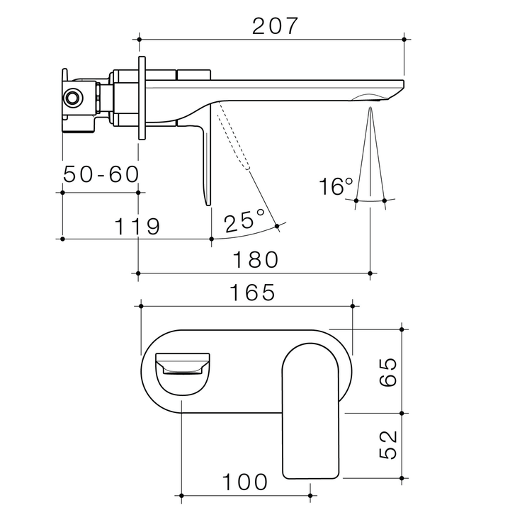 Urbane II Round Wall Mixer Spout Set