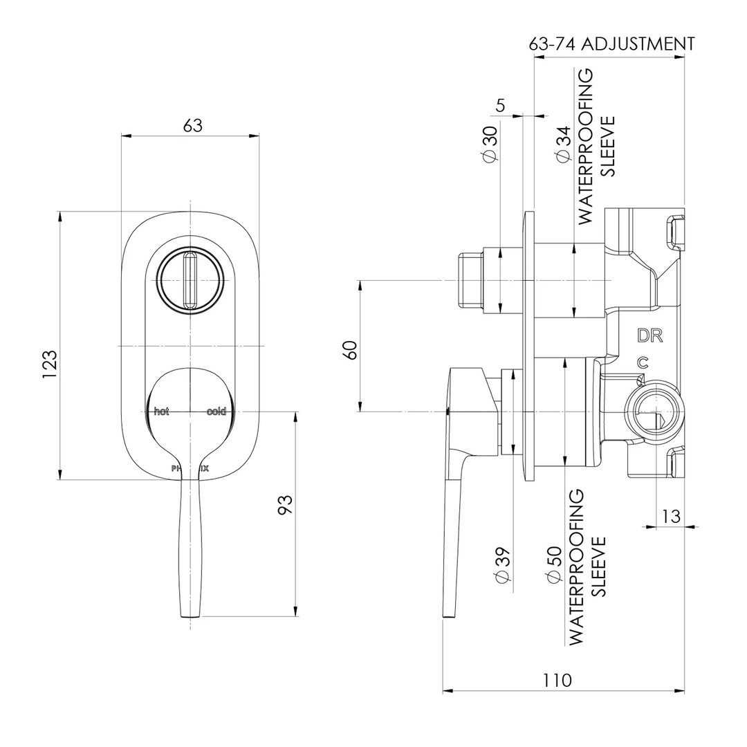 Vask SwitchMix Diverter Wall Mixer