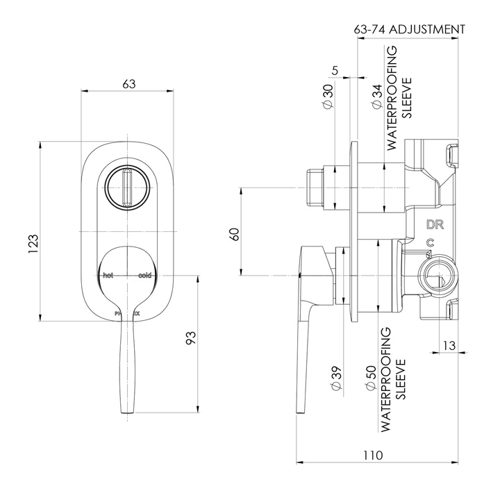 Vask SwitchMix Diverter Wall Mixer