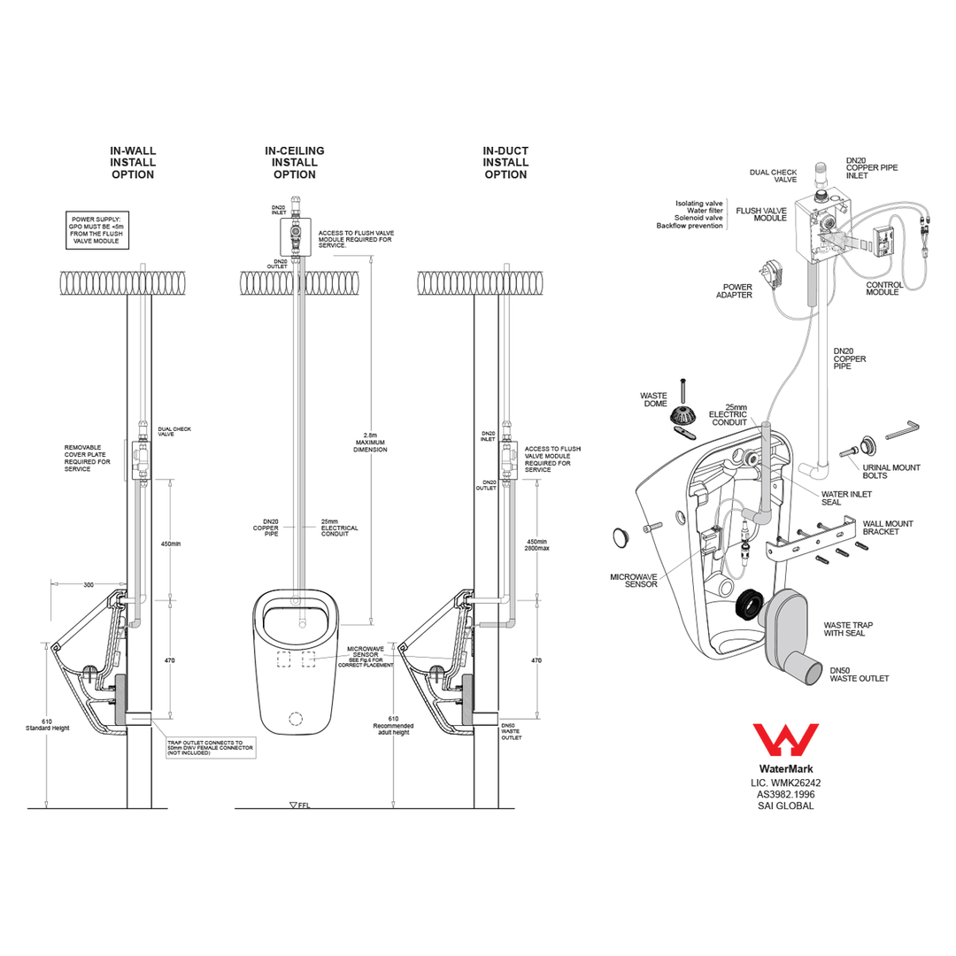 Venezia Water Saving Wall Hung Urinal