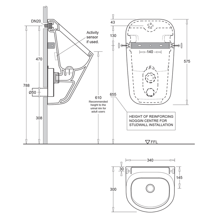 Venezia Water Saving Wall Hung Urinal