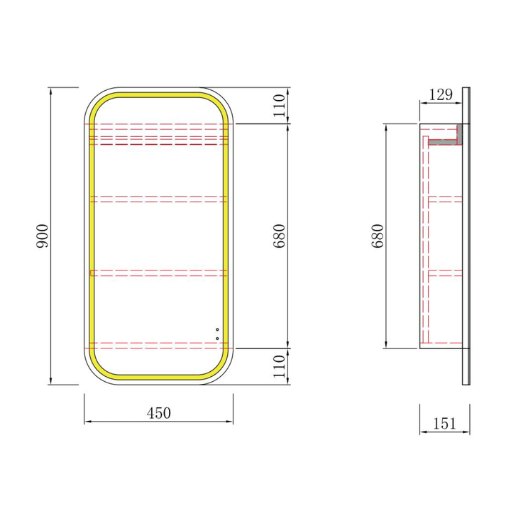 Vienna LED Mirror Shaving Cabinet 450x900mm