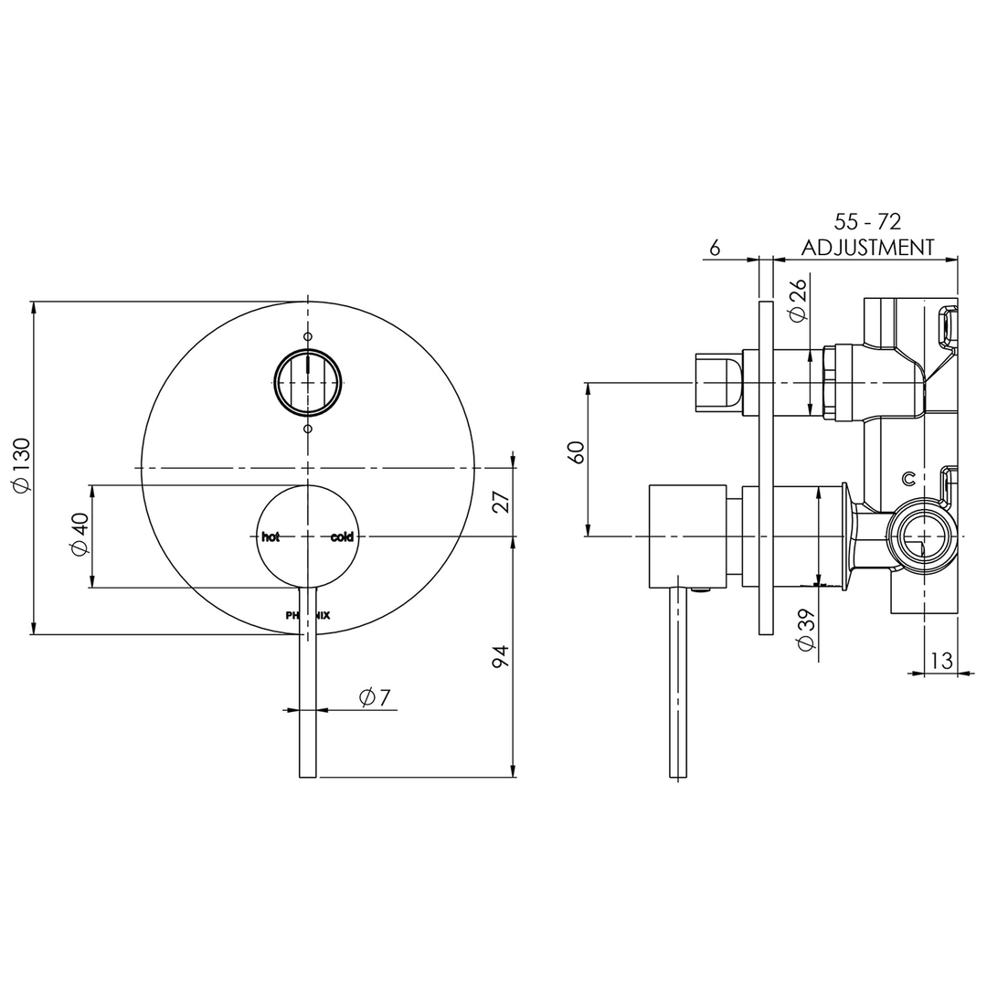 Vivid Slimline SwitchMix Diverter Wall Mixer