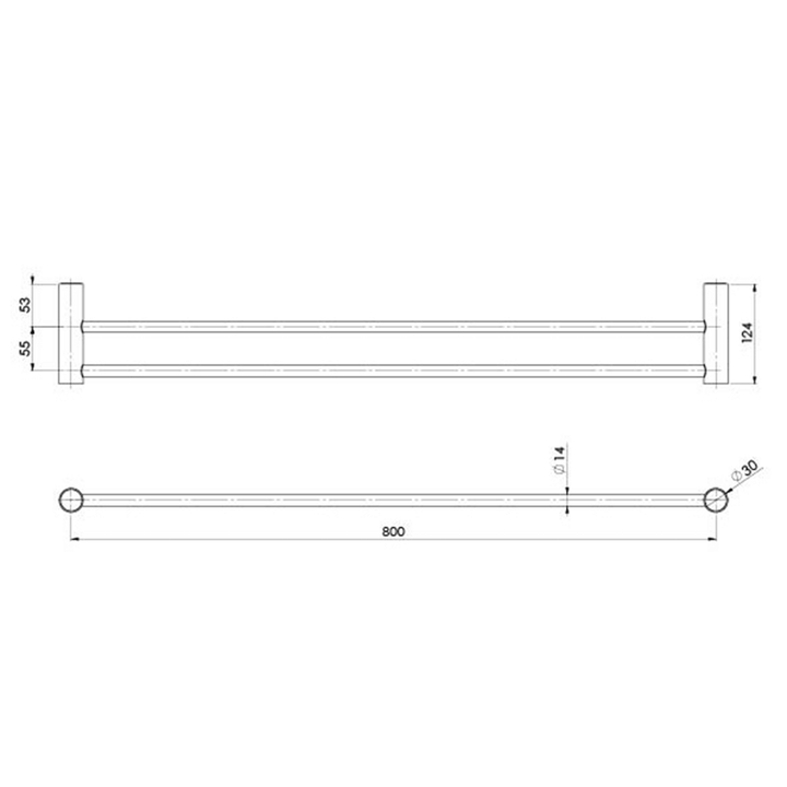 Vivid Slimline Double Towel Rail 600-800mm