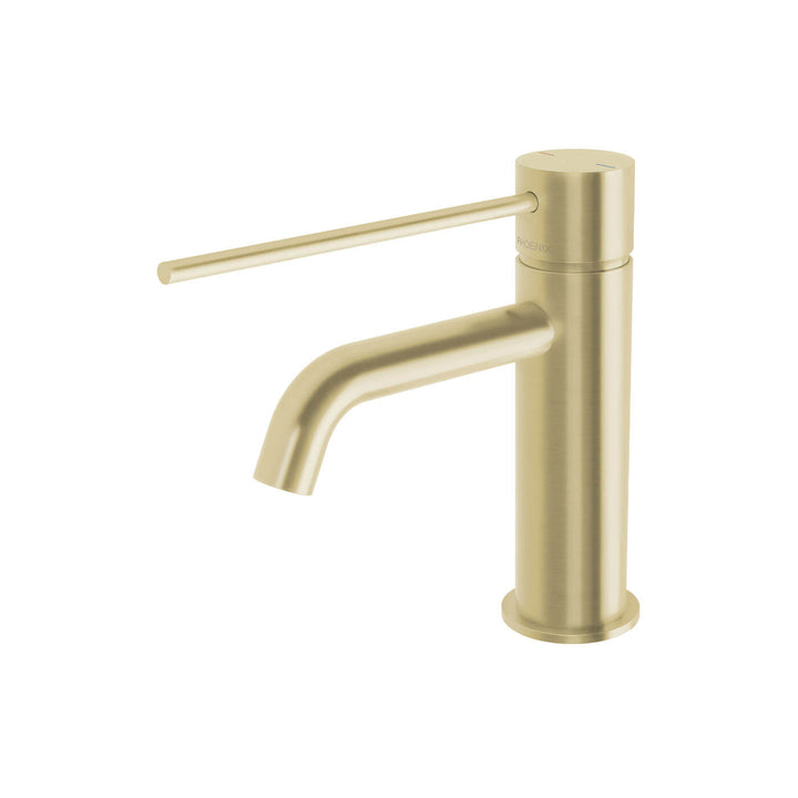 Vivid Slimline Extended Handle Curved Short Basin Mixer