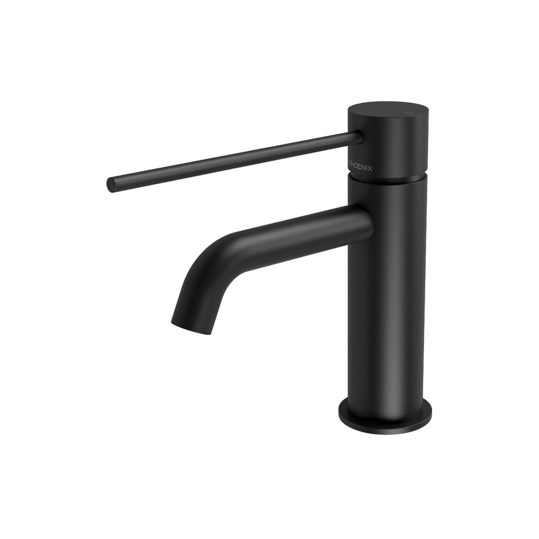 Vivid Slimline Extended Handle Curved Short Basin Mixer