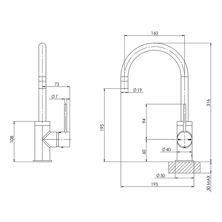 Vivid Slimline Gooseneck Sink Mixer