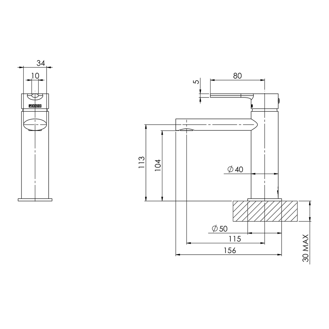 Vivid Slimline Oval Short Basin Mixer