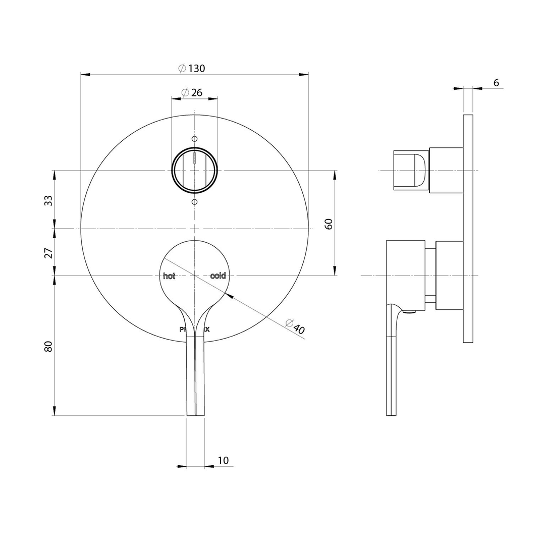 Vivid Slimline Oval SwitchMix Diverter Wall Mixer