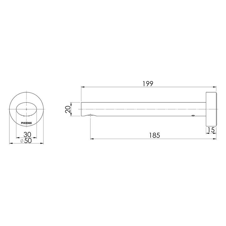 Vivid Slimline Oval Wall Spout 180mm