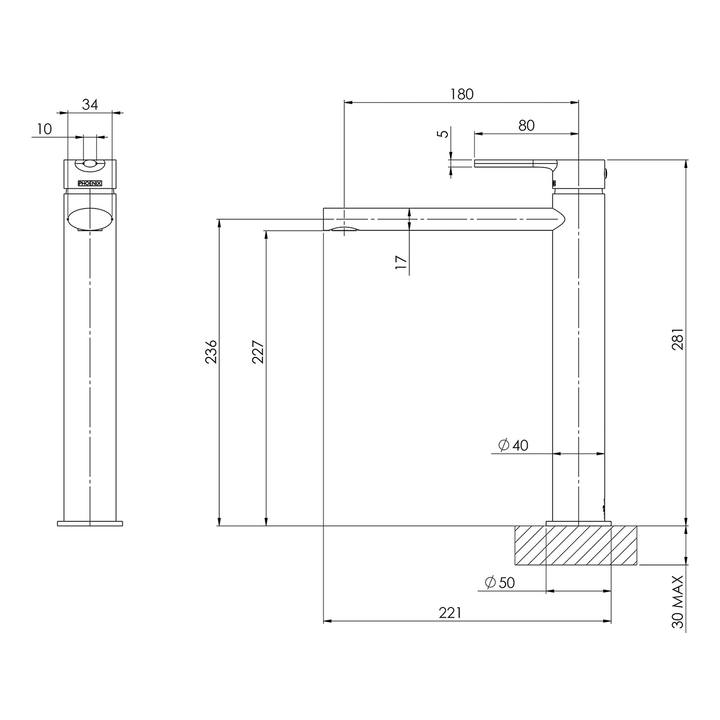 Vivid Slimline Oval Tall Basin Mixer