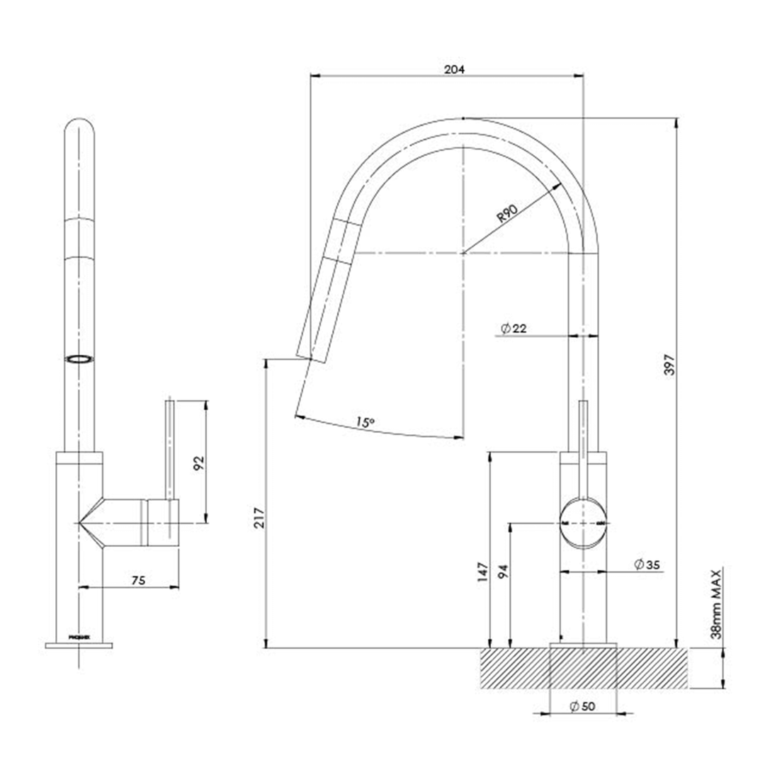 Vivid Slimline Pull Out Sink Mixer