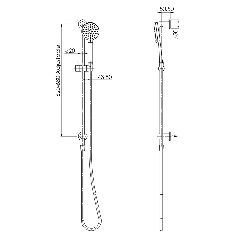 Vivid Slimline Integrated Inlet Rail Shower