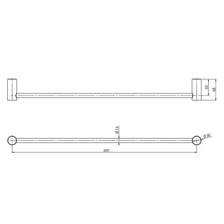 Vivid Slimline Single Towel Rail 600-800mm