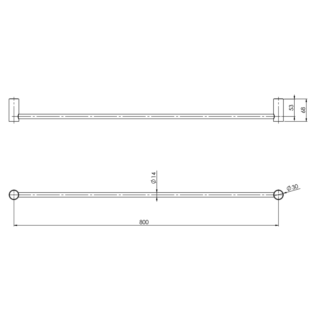 Vivid Slimline Single Towel Rail 600-800mm