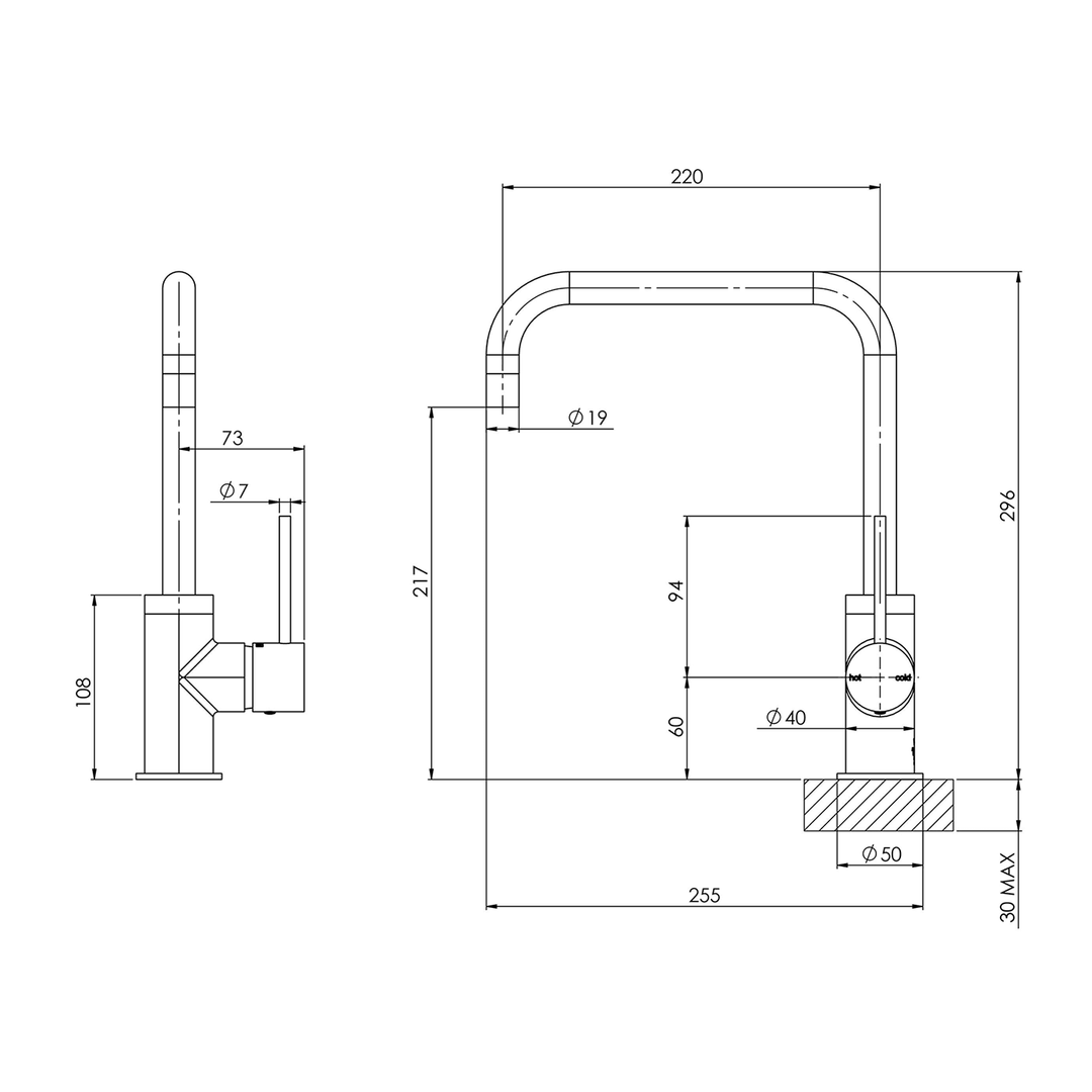 Vivid Slimline Squareline Sink Mixer