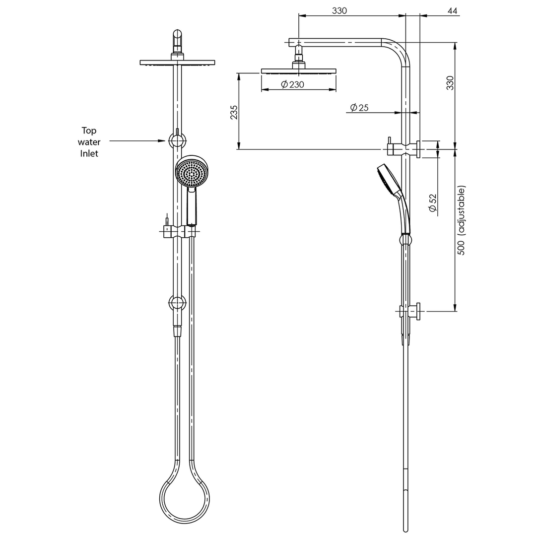 Vivid Slimline Twin Shower Rail