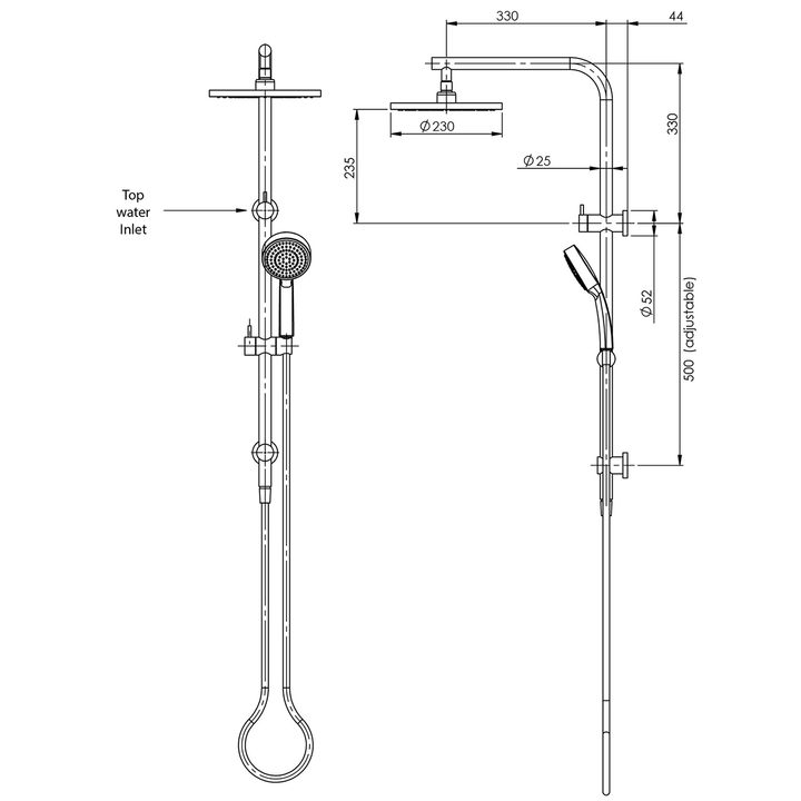 Vivid Slimline Twin Shower Rail