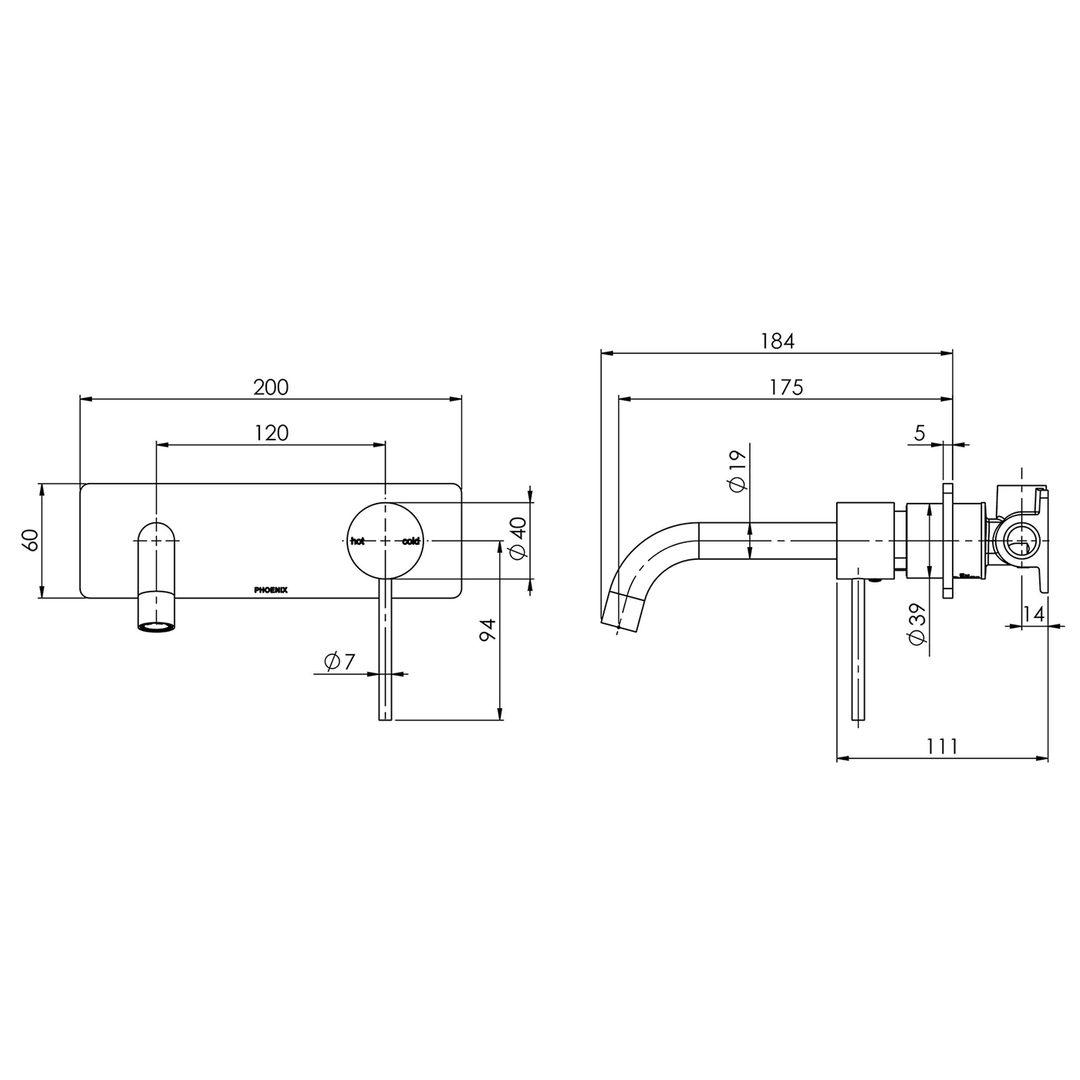 Vivid Slimline SwitchMix Wall Mixer Set