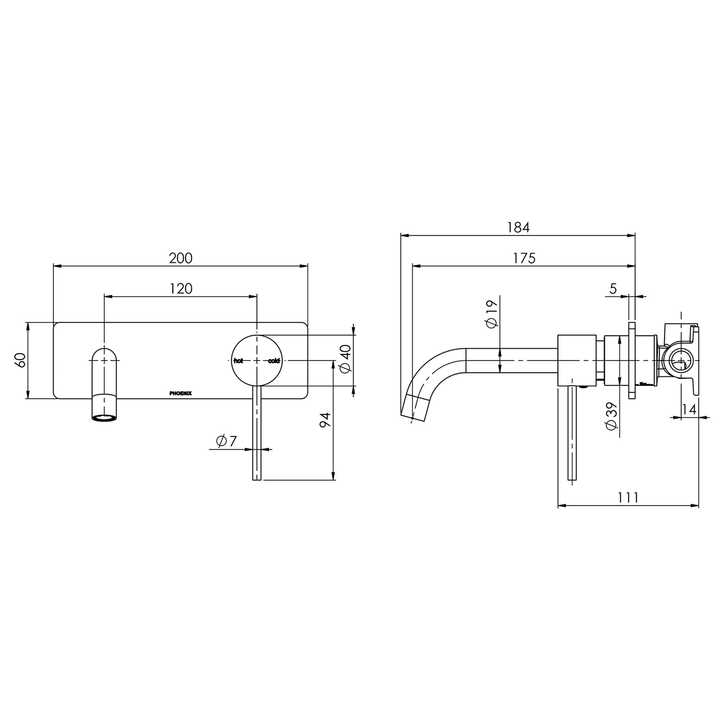 Vivid Slimline SwitchMix Wall Mixer Set