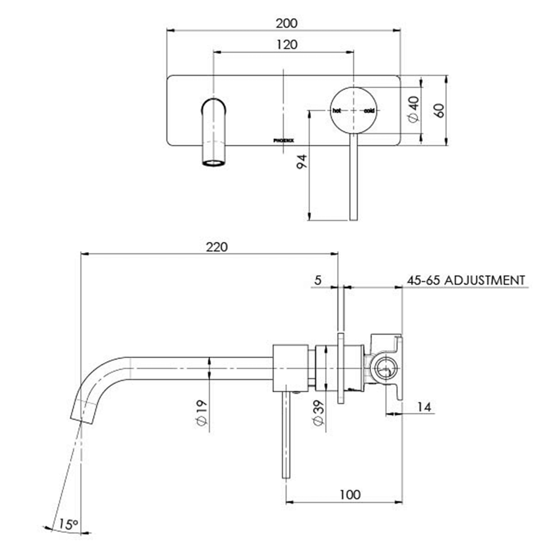 Vivid Slimline SwitchMix Wall Mixer Set