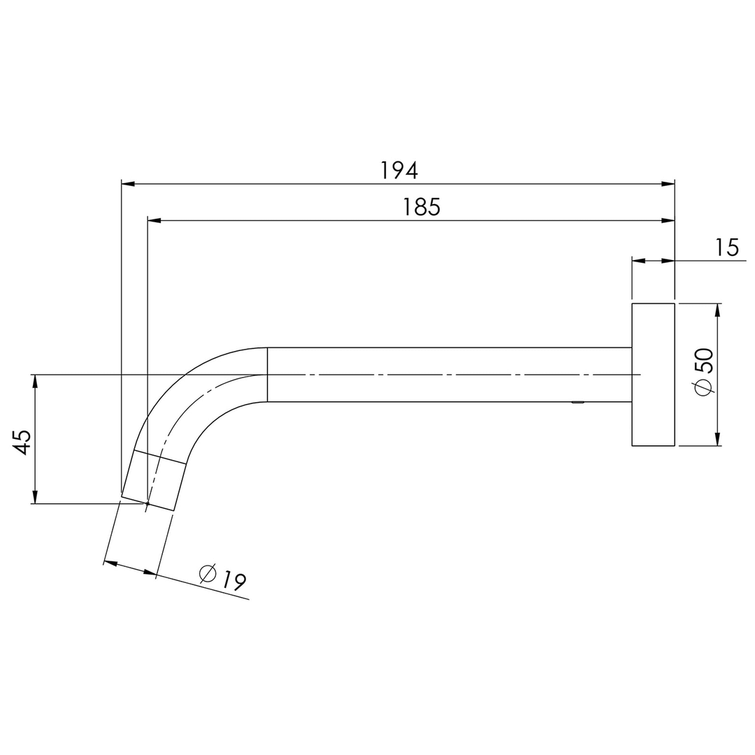 Vivid Slimline Curved Wall Spout 180-230mm