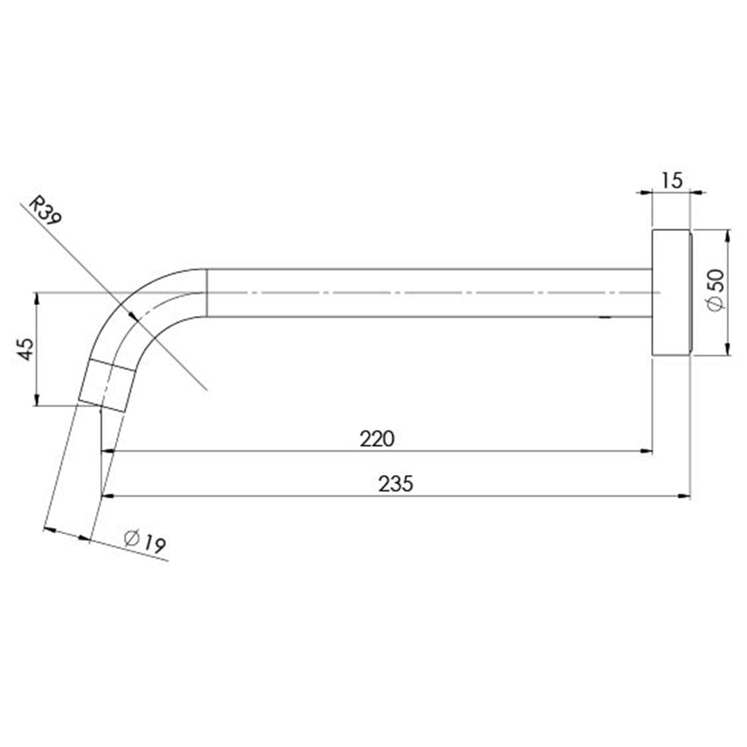 Vivid Slimline Curved Wall Spout 180-230mm