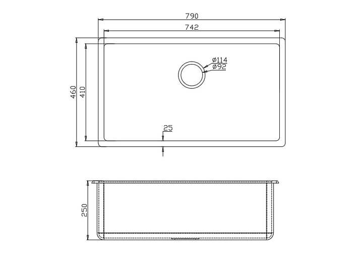 Venus Granite Single Bowl Sink 790x460x250mm