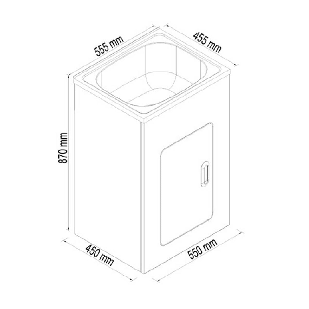 35L Laundry Trough with Metal Cabinet 555x455mm