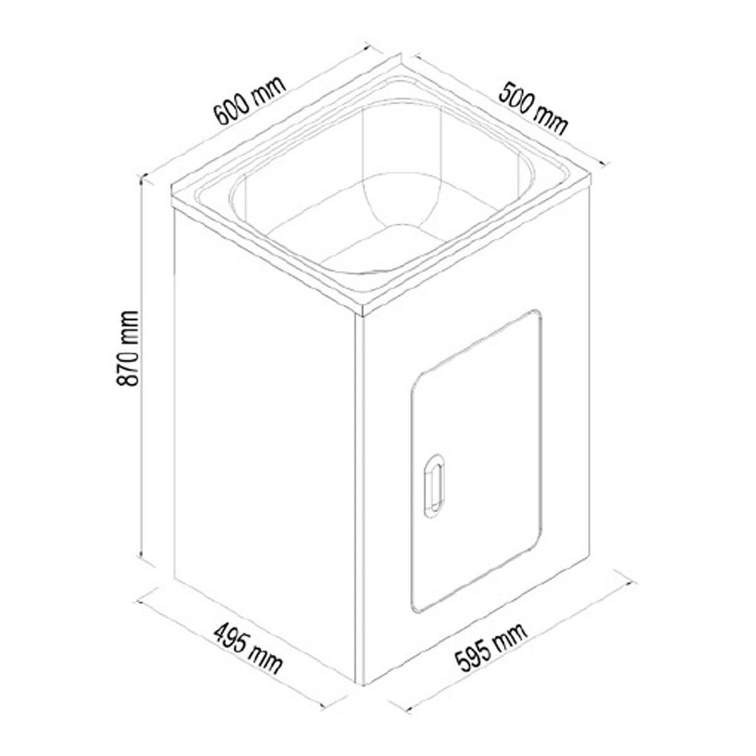 45L Laundry Trough with Metal Cabinet 600x500mm