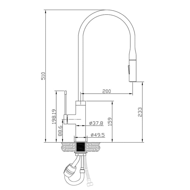 AZIZ Pull Out Pin Handle Sink Mixer Tap