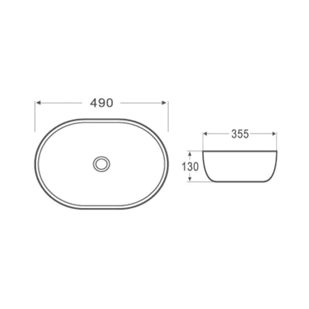 Oslo Above Counter Curved Oval Basin 490x350mm