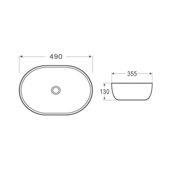 Oslo Above Counter Curved Oval Basin 490x350mm