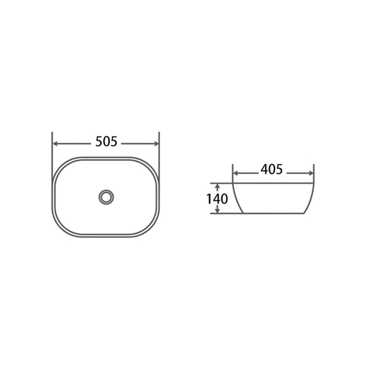 Oslo Above Counter Curved Rectangular Basin 505x405mm