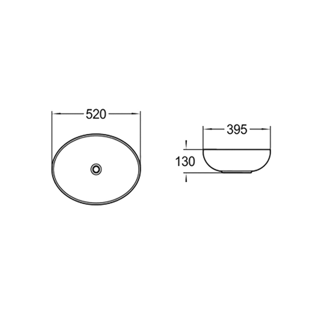 Oslo Above Counter Curved Oval Basin 520x395mm