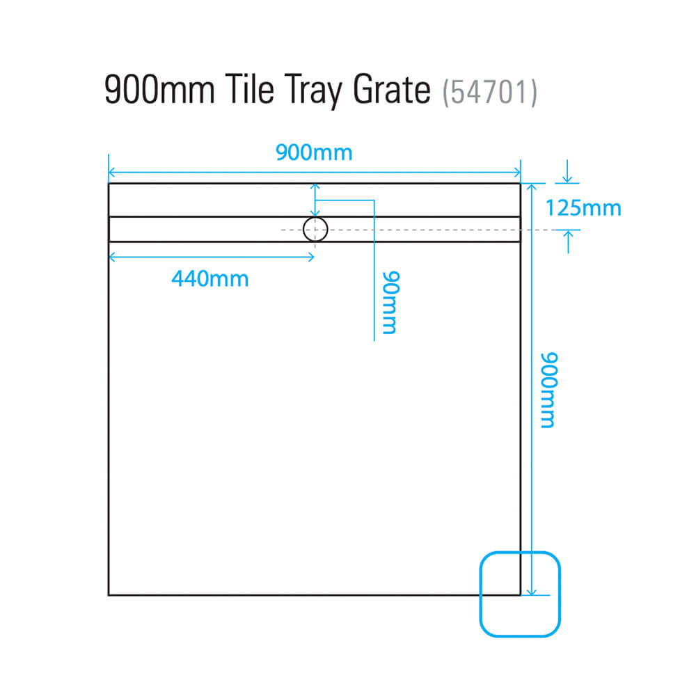 Akril Torbex Tile Over Shower Tray Grate/Outlet 900-1200mm