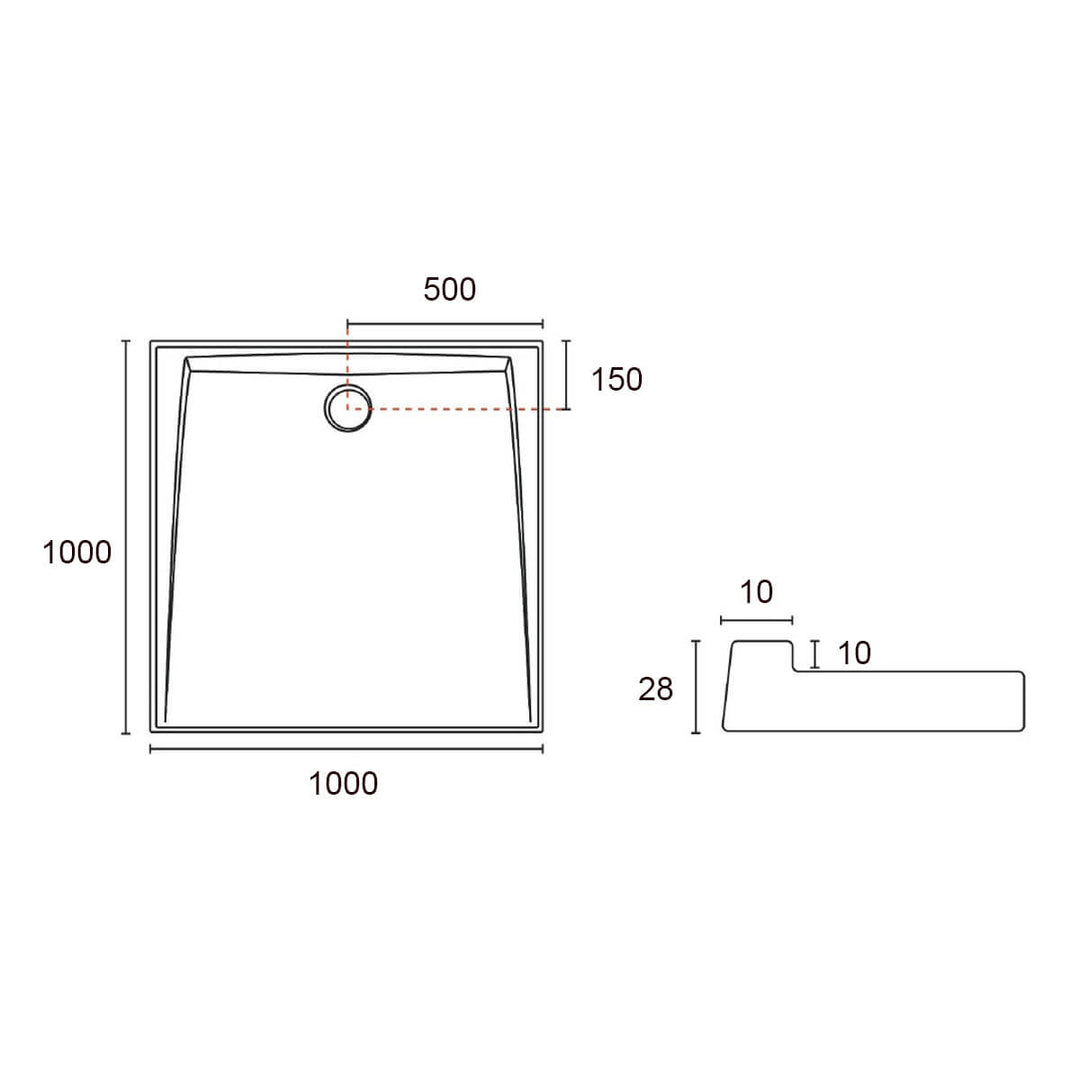 Akril Torbex Low Profile SMC Shower Base 900-1200mm