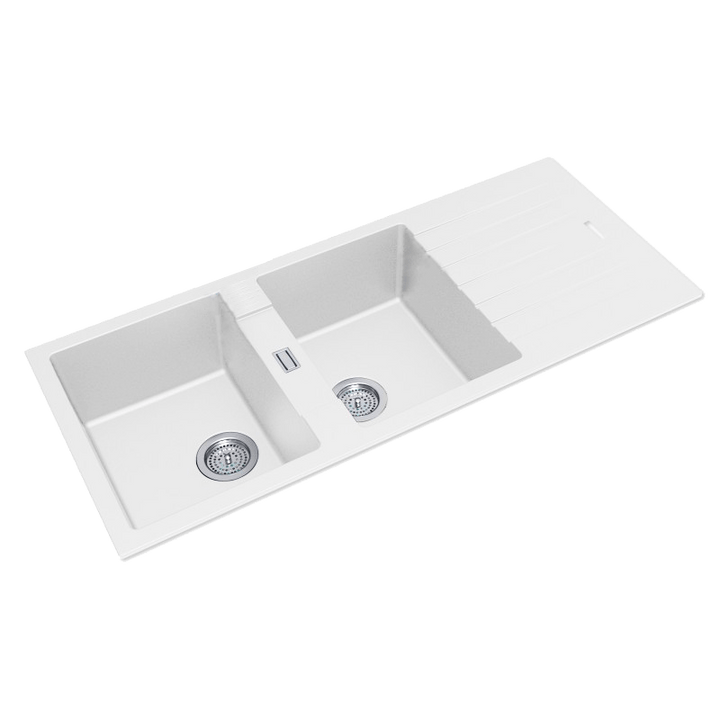 Arete Double Bowl Granite Sink with Drainer 1160x500x200mm