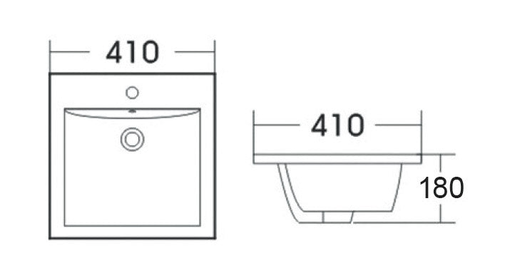 Metta Square/Rectangle Semi-Inset Ceramic Basin